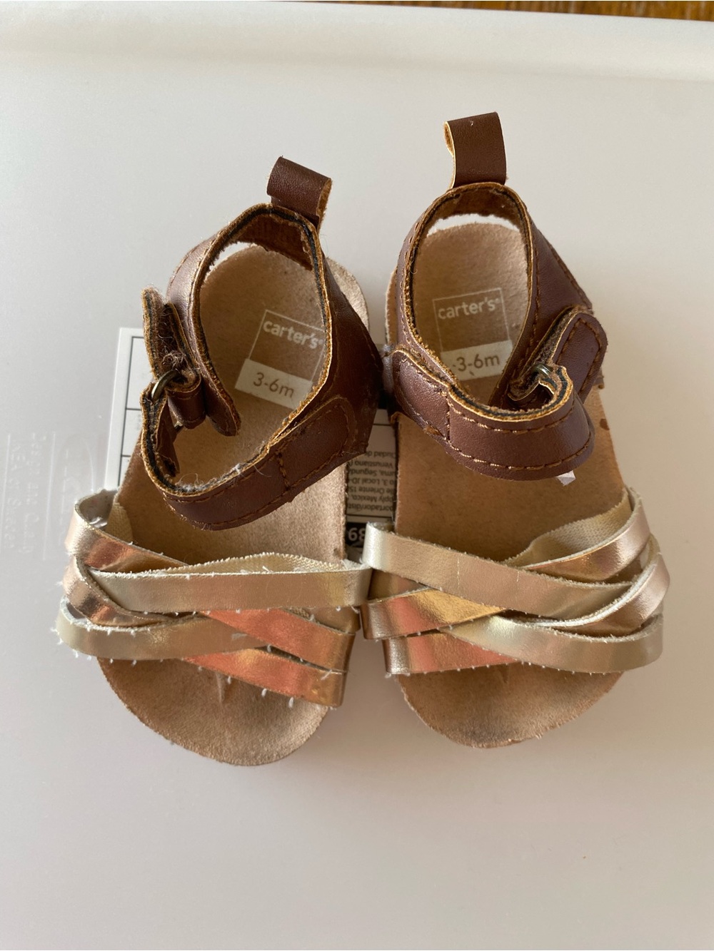 Carter's Brown Sandals with Metallic Bronze & Rose-Gold Straps